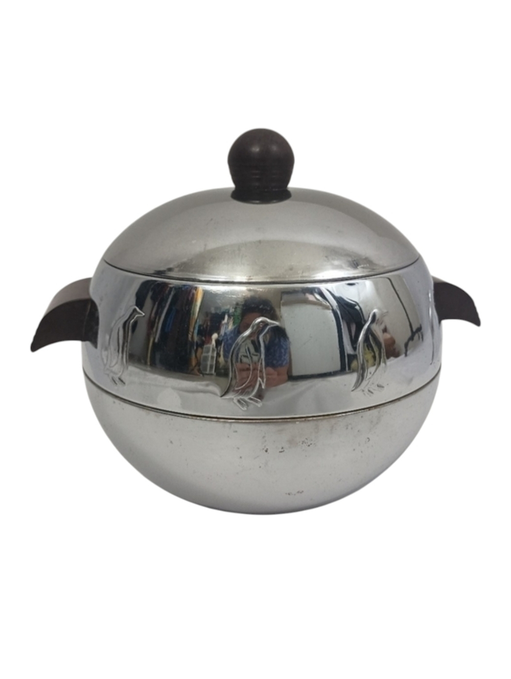 Vintage 50s MCM Westbend Silver Penguin Hot and Cold Server Ice Bucket Classic